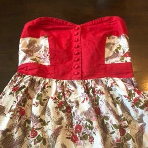 Anthro Kimchi Blue strapless dress with buttons